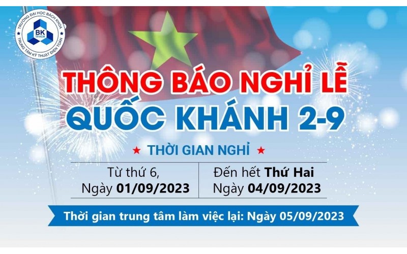 THÔNG BÁO LỊCH NGHỈ LỄ 2/9